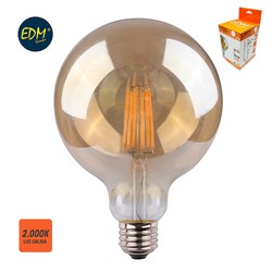 Bombilla globo filamento led cristal vintage ø 125 mm e27 8w 700 lm 2000k luz calida edm