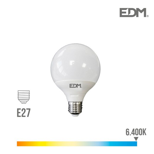 Lâmpada globo led ø 95 mm e27 10w 810 lm 6400k edm luz fria