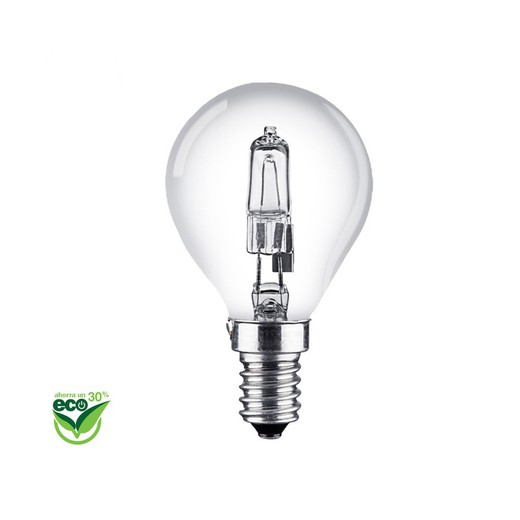 Ampoule halogène sphérique "energy saver" e14 28w (equ. 40w) claire