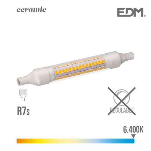 Bombilla lineal led 118 mm r7s 9w 1100 lm 6400k luz fria base ceramica edm