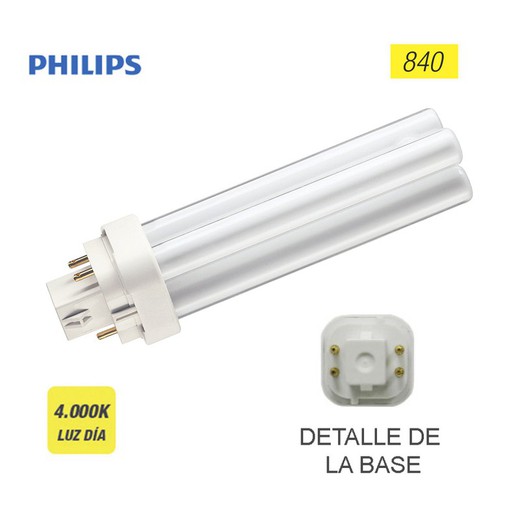 Bombilla lynx 4 pins g24q-1 13w 840k "philips" (equivalencia philips: pl-c 4p)