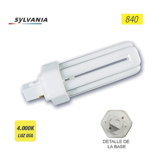 Bombilla lynx-t g24-d2 18w 840k 2 pin "sylvania" (equivalencia philips: pl-t 2p)