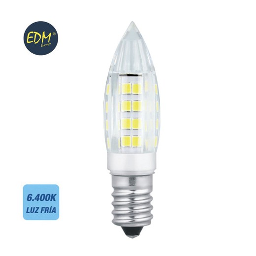 Bombilla mini vela led e14 3w 280 lm 6400k luz fria edm