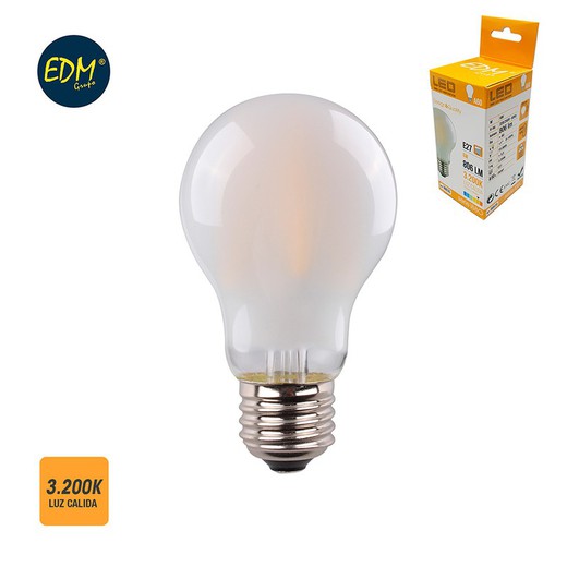 Ampoule standard à filament led verre mat e27 6w 806 lm 3200k lumière chaude edm