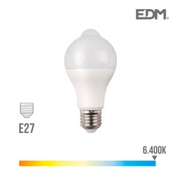 Lâmpada led padrão com presença e sensor crepuscular e27 12w 1055 lm 6400k luz fria edm