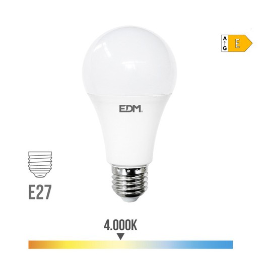 Bombilla standard led e27 24w 2700lm 4000k luz dia ø7x13,6cm edm