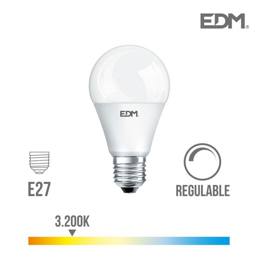 Lâmpada led padrão regulável e27 10w 810 lm 3200k luz quente edm