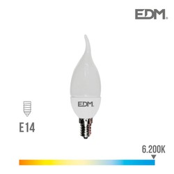 Bombilla vela bohemia led e14 5w 400 lm 6400k luz fria edm