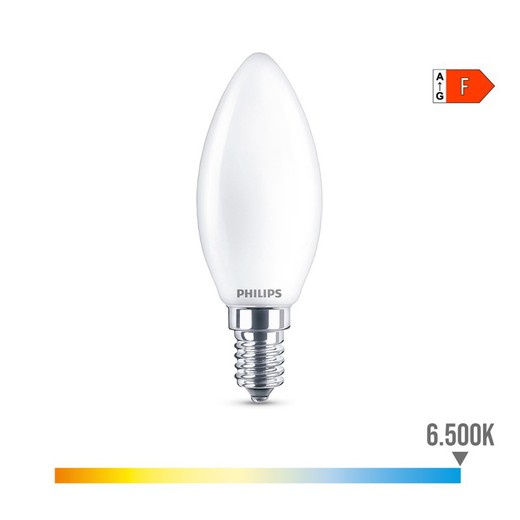 Bombilla vela led e14 4,3w 470lm 6500k luz fria ø3,5x9,7cm. Philips