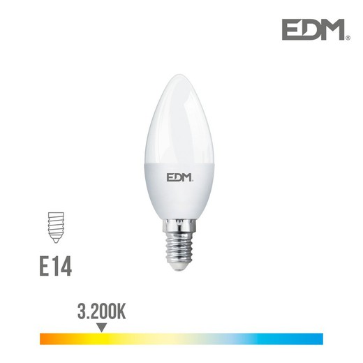 Lâmpada de vela LED e14 5w 400 lm 3200k luz quente edm