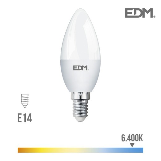 Lâmpada de vela LED e14 5w 400 lm 6400k luz fria edm