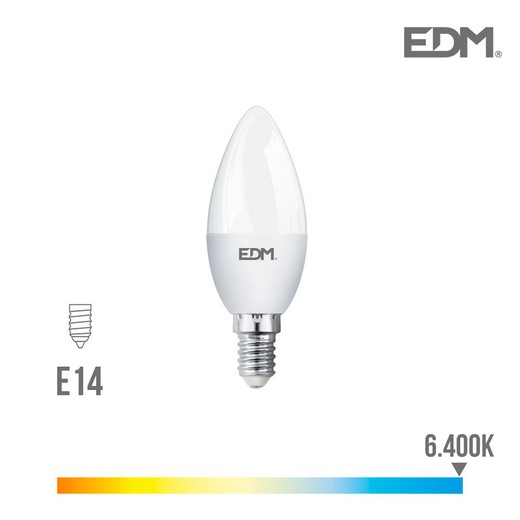 Bombilla vela led e14 7w 600 lm 6400k luz fria edm