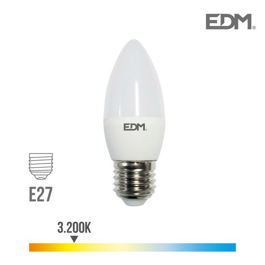 Lâmpada de vela LED e27 5w 400 lm 3200k luz quente edm