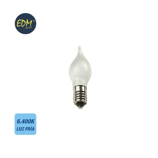 bombilla vela led "mariposa" e10 0.1w 160 lm 6400k luz fria edm