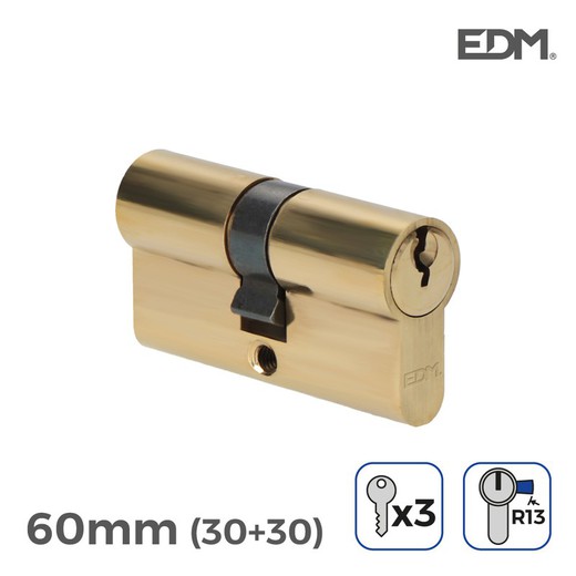 Cilindro de latão 60mm (30 + 30mm) came curto r13 com 3 chaves incluídas edm