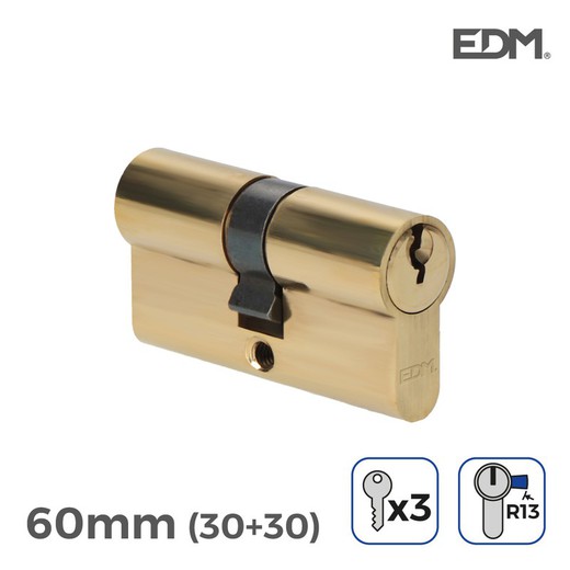 Cylindre laiton 60mm (30 + 30mm) came courte r13 avec 3 clés inclus edm