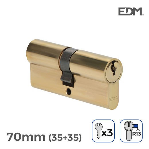 Cylindre laiton 70mm (35 + 35mm) came courte r13 avec 3 clés inclus edm