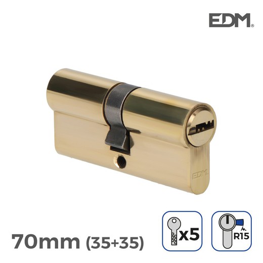 Cilindro de latão 70mm (35 + 35mm) came longo r15 com 5 chaves de segurança incluídas edm