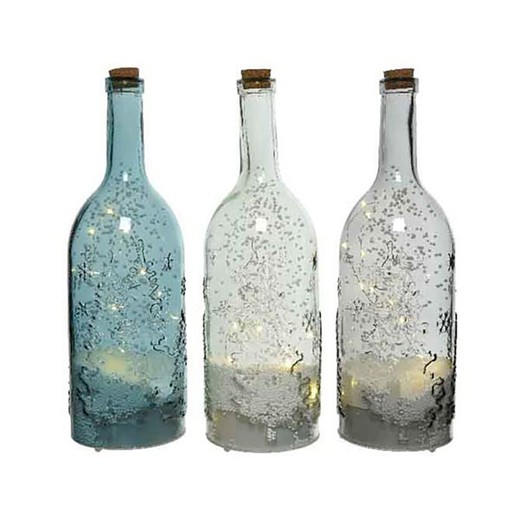 botella led de cristal con funcion de nieve y musica