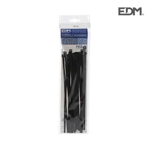 Braçadeiras pretas embaladas 250x4.8 (saco de 25 unidades) Edm