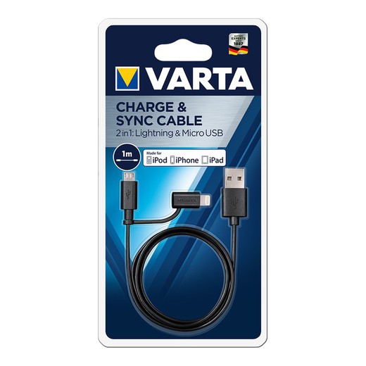 Cabo carregador USB Varta 2 em 1