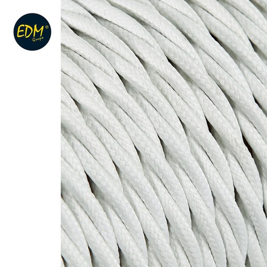 Câble textile tressé 2x0.75mm 25mts blanc euro / mts