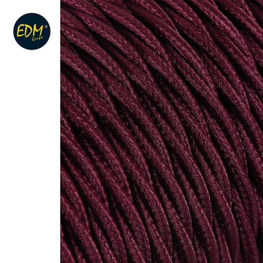 Câble textile tressé 2x0.75mm 25mts c-08 soie bordeaux euro / mts