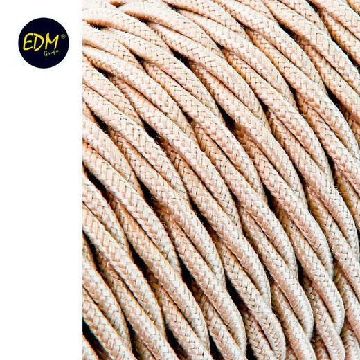 Cable textil trenzado 2x0.75mm 25mts c-15 beige seda euro/mts