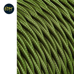 Câble textile tressé 2x0.75mm 25mts c-18 soie vert euro / mts