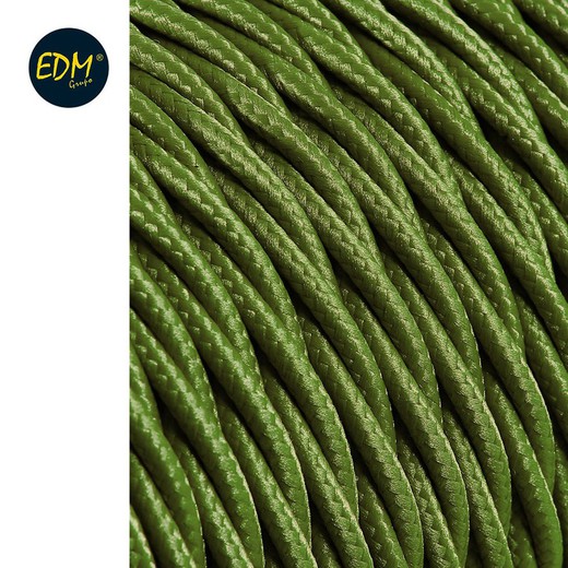 Cable textil trenzado 2x0,75mm 25mts c-18 verde seda euro/mts