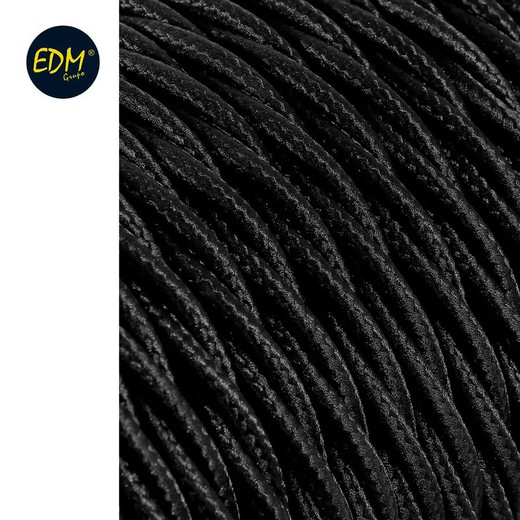 Câble textile tressé 2x0.75mm 25mts c-41 soie noire euro / mts