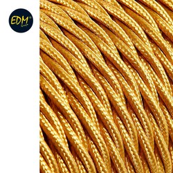 Cable textil trenzado 2x0,75mm 25mts c-45 oro mate seda euro/mts