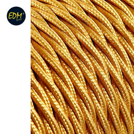 Cable textil trenzado 2x0,75mm 25mts c-45 oro mate seda euro/mts