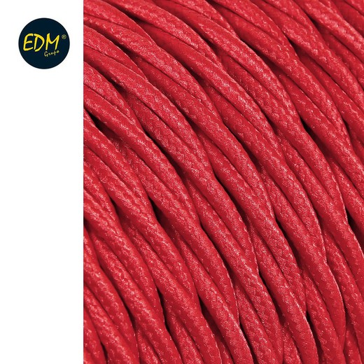 Cabo têxtil trançado 2x0,75mm 25mts c-62 vermelho euro / mts