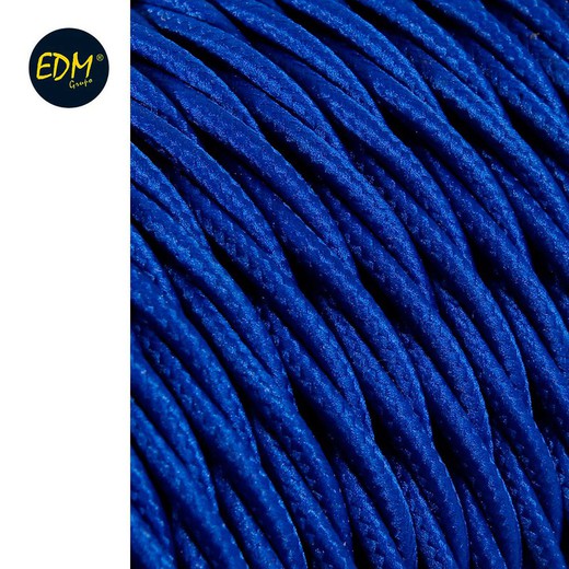 Cable textil trenzado 2x0,75mm 25mts c-75 azul seda euro/mts