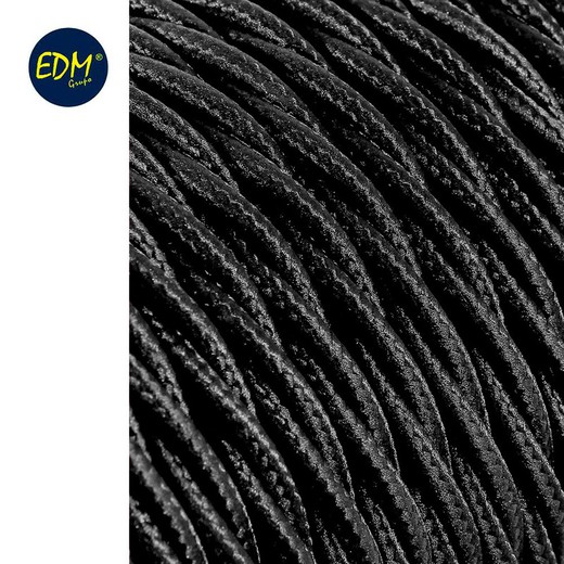 Câble textile tressé 2x0.75mm c-41 soie noir 5m