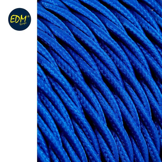 Câble textile tressé 2x0.75mm c-75 bleu soie 5m