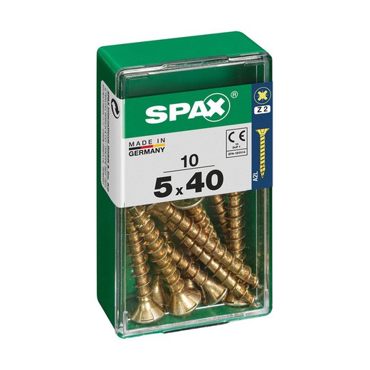 Caja 10 uds. Tornillo madera spax cab. Plana yellox 5,0x40mm spax