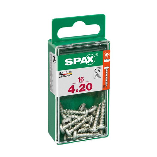 Caja 16 uds. Tornillo madera spax cab. Redonda wirox 4,0x20mm spax