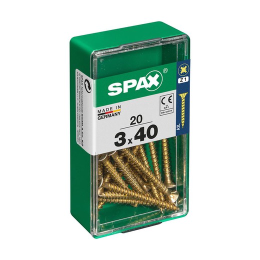 Caja 20 uds. Tornillo madera spax cab. Plana yellox 3,0x40mm spax