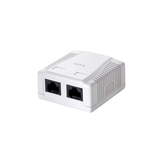 Caixa de superfície 2 conectores rj45 61x59x29,5 mm para duplicar rosetas rj45