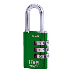 Candado col combi30. Verde. 30mm. Arco ø5mm. Con combinación. Ifam