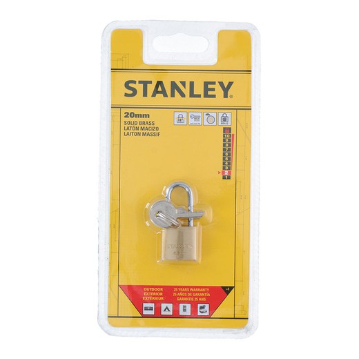 Candado de arco 20mm con llave stanley