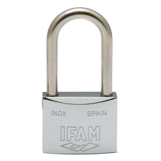 Candado inox 40al. Inoxidable. 40mm. Con 2 llaves. Arco largo. Ifam