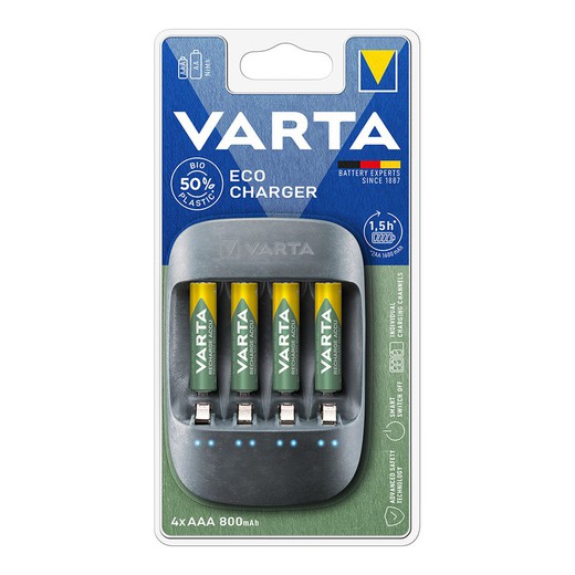 Cargador varta eco charger para pilas aa y aaa con pilas aaa