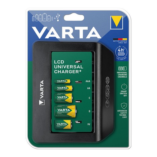 Cargador varta lcd multi charger+sin pilas 1600ma 100/220v 4h universal