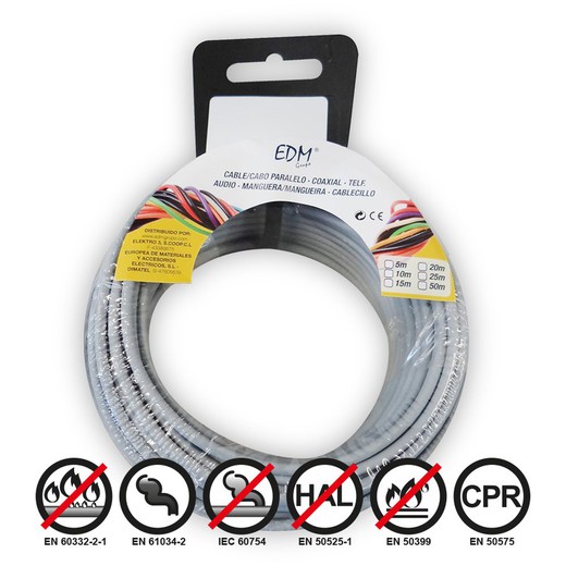 Enrouleur de câble flexible 1,5mm gris 20mts sans halogène