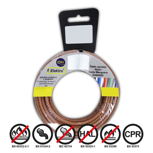 Carrete cablecillo flexible 1,5mm marron 10mts libre-halogenos