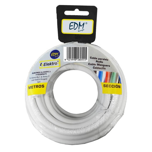 Enrouleur plat 3x1,5mm blanc 15mts (audio)