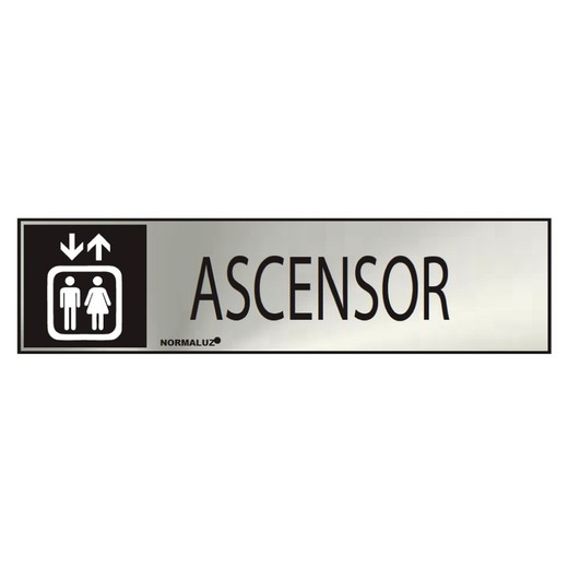 Cartel informativo "ascensor" (inox adhesivo 0.8mm) 5x20cm